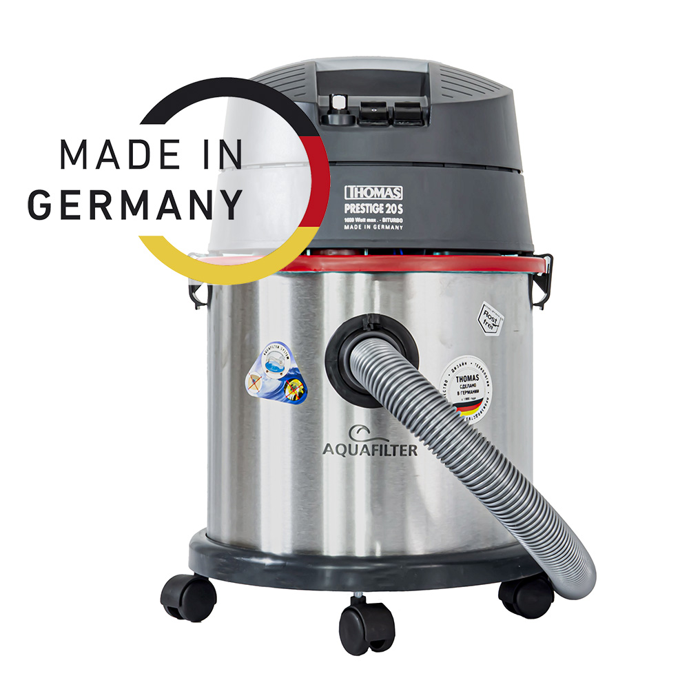 Prestige 20S Aquafilter, німецький мийний пилосос у стальному корпусі THOMAS Prestige 20S Aquafilter, мийний пилосос з аквафільтром, зроблено в Німеччині, корпус із нержавіючої сталі