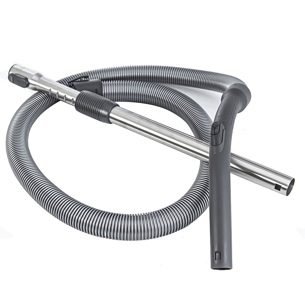 Flexible hose and telescopic tube Flexible grey corrugated hose and stainless steel telescopic tube