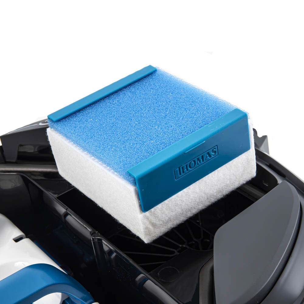 Thomas AquaBox Compact, HEPA 13 and motor protection filters Thomas AquaBox Compact vacuum has a HEPA 13 filter that retains the smallest dust particles, and a motor protection filter