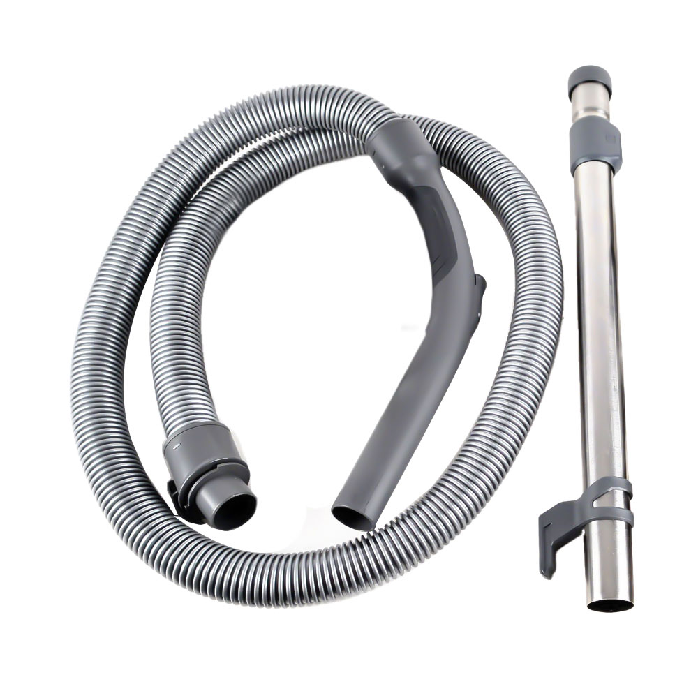 Grey flexible hose and telescopic tube Flexible grey corrugated hose and stainless steel telescopic tube