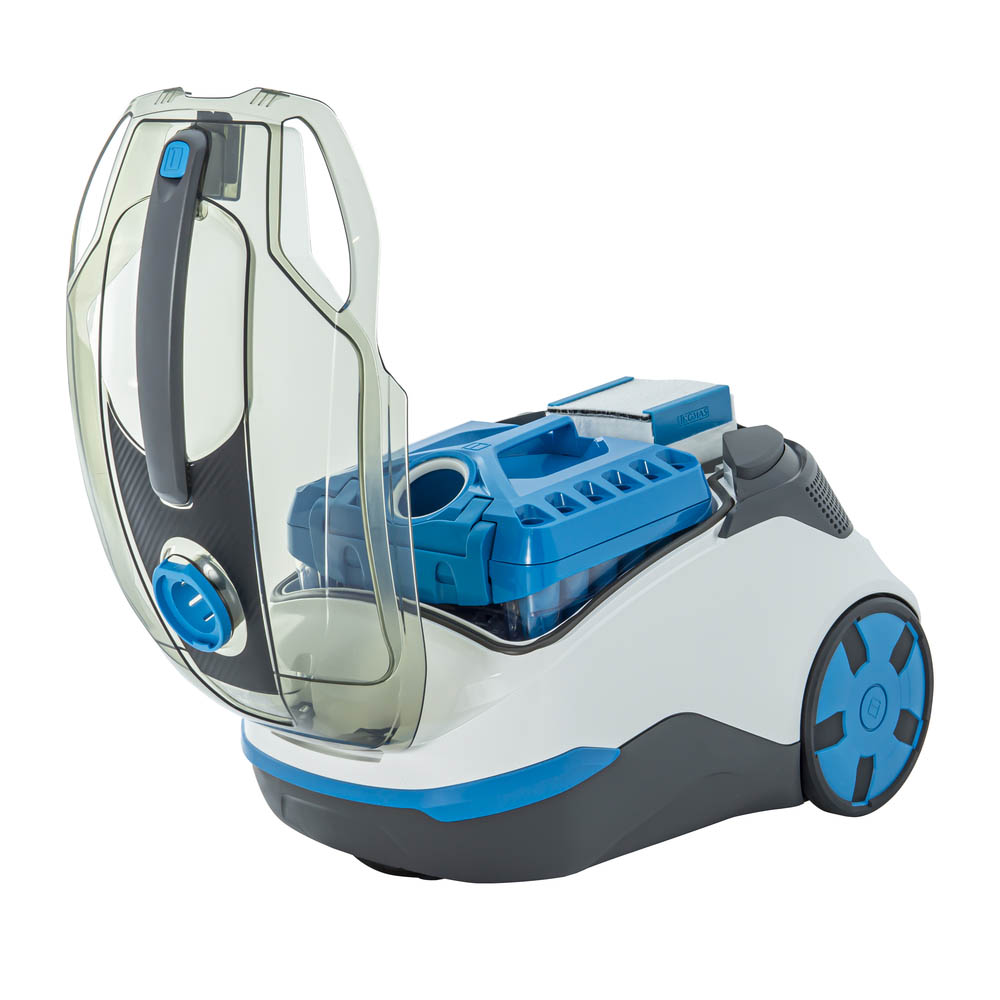 THOMAS DryBOX+AquaBOX Parkett, циклонний фільтр з блакитною кришкою DryBOX+AquaBOX Parkett, встановлений DryBOX з технологією фракційного поділу пилу для швидкого та гігієнічного прибирання